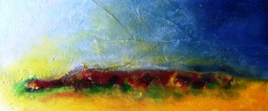 Peinture intitulée "collines rouges" par Dominique Missler, Œuvre d'art originale, Acrylique