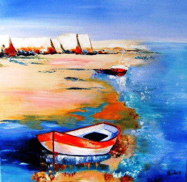 Peinture intitulée "marée basse" par Dominique Missler, Œuvre d'art originale, Acrylique Monté sur Châssis en bois