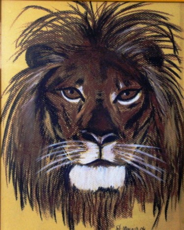 Painting titled "gros minet" by Dominique Missler, Original Artwork, Pastel Mounted on Cardboard