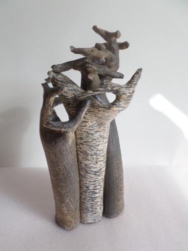 Escultura titulada "Trio de baobabs" por Dominique Mosseray, Obra de arte original, Cerámica