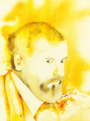 Painting titled "regard" by Dominique Ramaud, Original Artwork, Watercolor