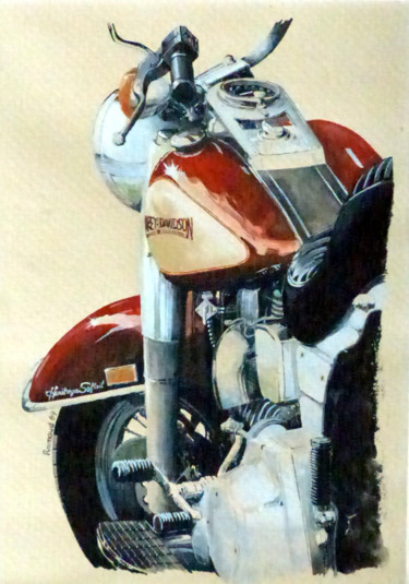 Ζωγραφική με τίτλο "Harley" από Dominique Ramaud, Αυθεντικά έργα τέχνης, Γκουάς