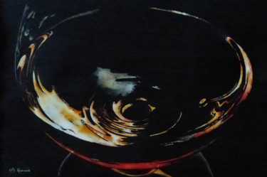 Schilderij getiteld "verre de Cognac" door Dominique Ramaud, Origineel Kunstwerk, Aquarel
