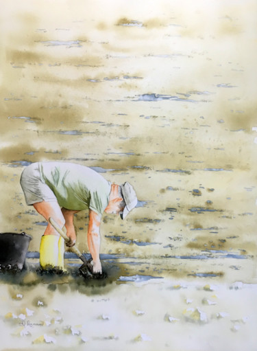Peinture intitulée "marée basse" par Dominique Ramaud, Œuvre d'art originale, Aquarelle