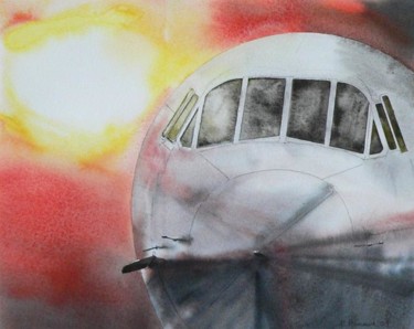 Painting titled "concorde crepuscula…" by Dominique Ramaud, Original Artwork, Watercolor
