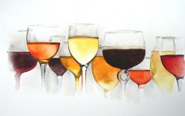 Peinture intitulée "foire aux vins" par Dominique Ramaud, Œuvre d'art originale, Aquarelle