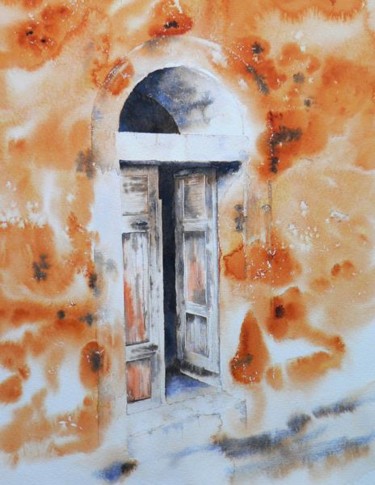 Peinture intitulée "porte corse" par Dominique Ramaud, Œuvre d'art originale, Aquarelle