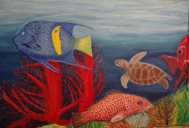 Painting titled "fish part I" by Dominique Van De Velde, Original Artwork