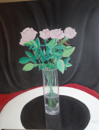 Картина под названием "Roses" - Dominique Van De Velde, Подлинное произведение искусства