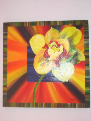 Peinture intitulée "en fleur" par Domino, Œuvre d'art originale, Huile