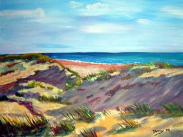 Peinture intitulée "dune de cpbreton" par Domino, Œuvre d'art originale, Huile