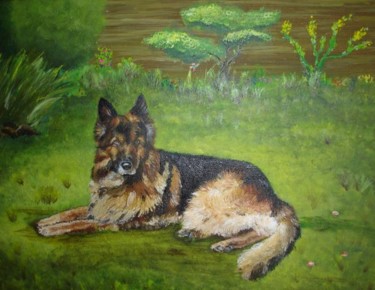 Peinture intitulée "portrait animalier" par Domino, Œuvre d'art originale, Huile