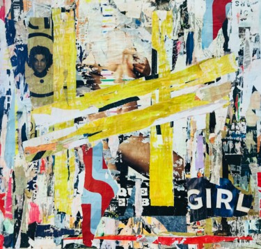 Collages titled "Just one girl !" by Dominique Kerkhove (DomKcollage), Original Artwork, Collages Mounted on Wood Stretcher…