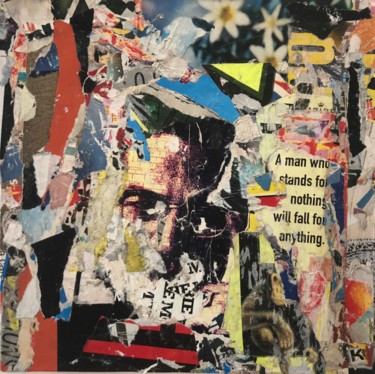Collages titulada "A man who stand for…" por Dominique Kerkhove (DomKcollage), Obra de arte original, Papel Montado en Basti…