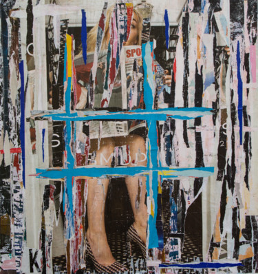 Collages intitulée "Sport in the toilet" par Dominique Kerkhove (DomKcollage), Œuvre d'art originale, Collages
