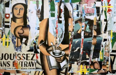 Collages titled "Jouissez sans entra…" by Dominique Kerkhove (DomKcollage), Original Artwork, Collages Mounted on Wood Stret…