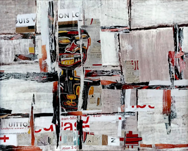 Collages titled "Basquiat on the wal…" by Dominique Kerkhove (DomKcollage), Original Artwork, Collages Mounted on Cardboard