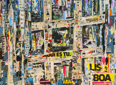 Collages intitulée "Les Murmures de Lis…" par Dominique Kerkhove (DomKcollage), Œuvre d'art originale, Collages