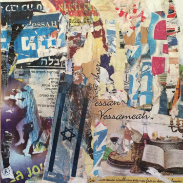 Collages getiteld "Pessah" door Dominique Kerkhove (DomKcollage), Origineel Kunstwerk, Collages Gemonteerd op Frame voor hou…