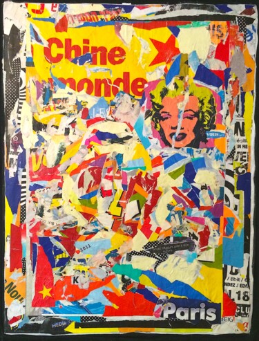 Collages titulada ""L'éveil de la Chin…" por Dominique Kerkhove (DomKcollage), Obra de arte original, Collages Montado en Ba…