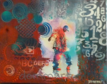 Painting titled "urban trace" by Dommart, Original Artwork, Acrylic
