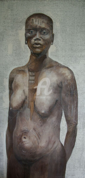 Peinture intitulée "scarifiée 1" par Domondo, Œuvre d'art originale