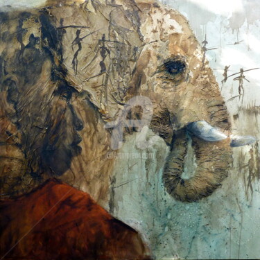 Painting titled "pachyderme" by Domondo, Original Artwork, Acrylic