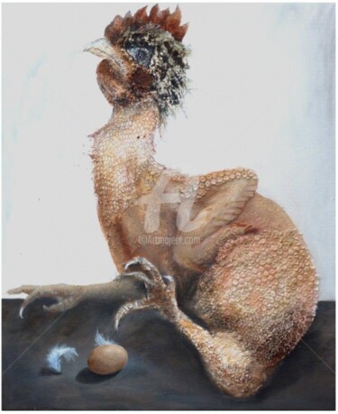 Painting titled "l'oeuf ou la poule" by Domondo, Original Artwork