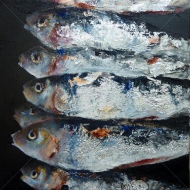 Peinture intitulée "sardines fraiches" par Domondo, Œuvre d'art originale