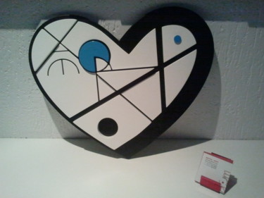 Sculpture titled "heart in blue VI" by Patrícia Azoni, Original Artwork, Wood