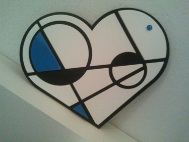 Escultura intitulada "heart in blue II" por Patrícia Azoni, Obras de arte originais, Madeira