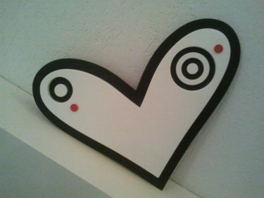 Escultura intitulada "red heart VIII" por Patrícia Azoni, Obras de arte originais, Madeira