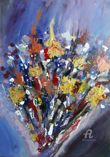 Painting titled "Le bouquet" by Dominique Santoloci, Original Artwork, Acrylic