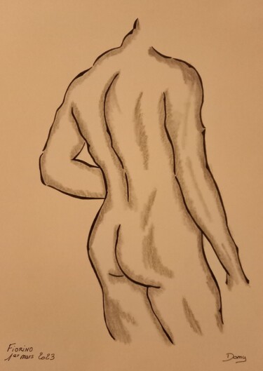 Drawing titled "Le mâle" by Domy Martinaud, Original Artwork, Ink