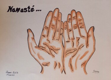 Zeichnungen mit dem Titel "Namasté" von Domy Martinaud, Original-Kunstwerk, Kohle