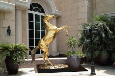 Skulptur mit dem Titel "Hengst - Das steige…" von Don Alberto Carlos, Original-Kunstwerk, Bronze