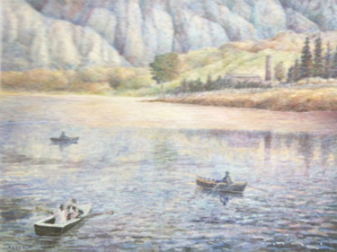 Pittura intitolato "Lago d'Iseo" da Don Barzaghi, Opera d'arte originale, Acquarello
