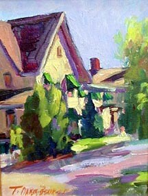 Painting titled "Green Awnings" by Don Bourret, Original Artwork