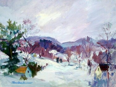 Картина под названием "Snow Valley" - Don Bourret, Подлинное произведение искусства, Масло