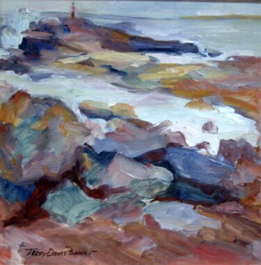 Painting titled "Madison Beach Rocks" by Don Bourret, Original Artwork, Oil