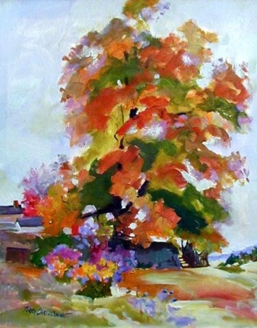 Painting titled "Hillstead Tree" by Don Bourret, Original Artwork, Oil
