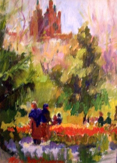 Painting titled "Towers Over Central…" by Don Bourret, Original Artwork, Oil