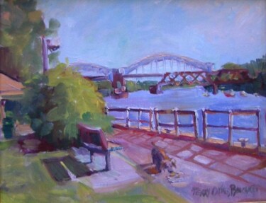 Painting titled "Breakfast At Harbor…" by Don Bourret, Original Artwork, Oil