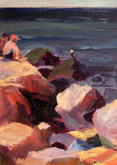 Painting titled "On The Rocks II" by Don Bourret, Original Artwork, Oil
