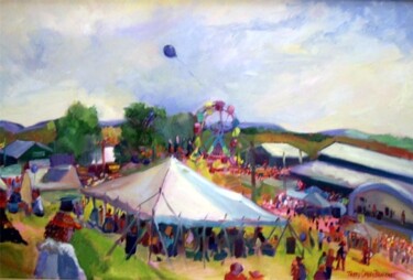 Painting titled "Fairgrounds" by Don Bourret, Original Artwork, Oil