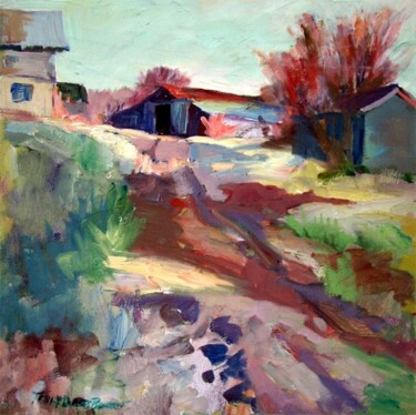 Peinture intitulée "Barn On Quarter Road" par Don Bourret, Œuvre d'art originale, Huile