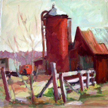 Painting titled "Vynalyk's Barn II" by Don Bourret, Original Artwork, Oil