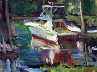 Painting titled "Boatworks #3" by Don Bourret, Original Artwork, Oil