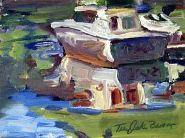 Painting titled "Boatworks #4" by Don Bourret, Original Artwork, Oil