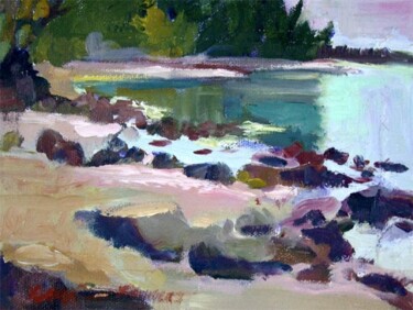 Painting titled "The Lake I" by Don Bourret, Original Artwork, Oil